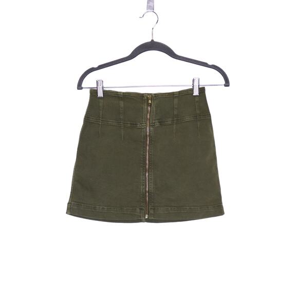 WE THE FREE Free People Virgo Mini Skirt Cadet Green Denim Women's 26 - Picture 1 of 13
